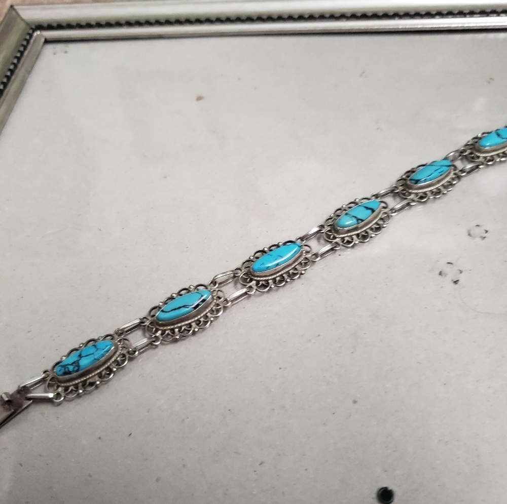Sterling Silver and Turquoise Charm Bracelet